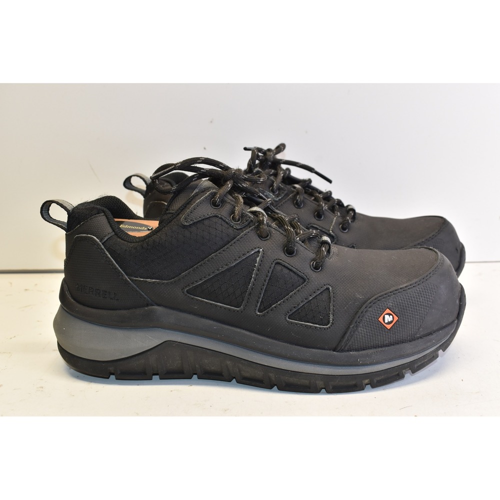 Merrell Fullbench Speed Work Shoes Black Mens 7.5 M Composite Toe Safety Sneaker